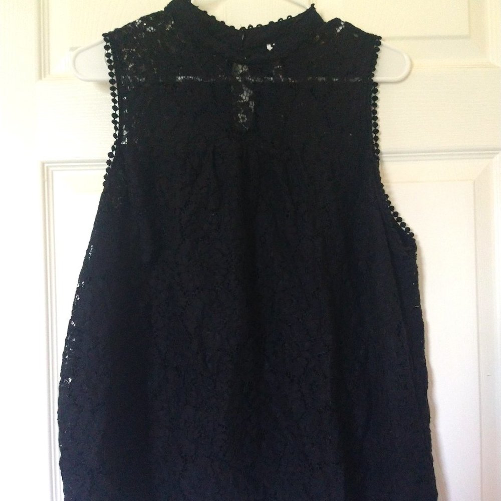 Xhilaration Black Lace Short Sleeve Blouse, size XL